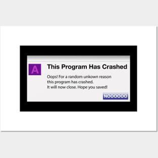 Funny Video Editing Program Error Message, Geeky Crash Dialog Humor, Computer Programming Posters and Art